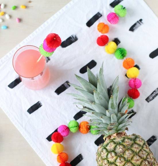 diy paper honeycomb drink stirrers and garland