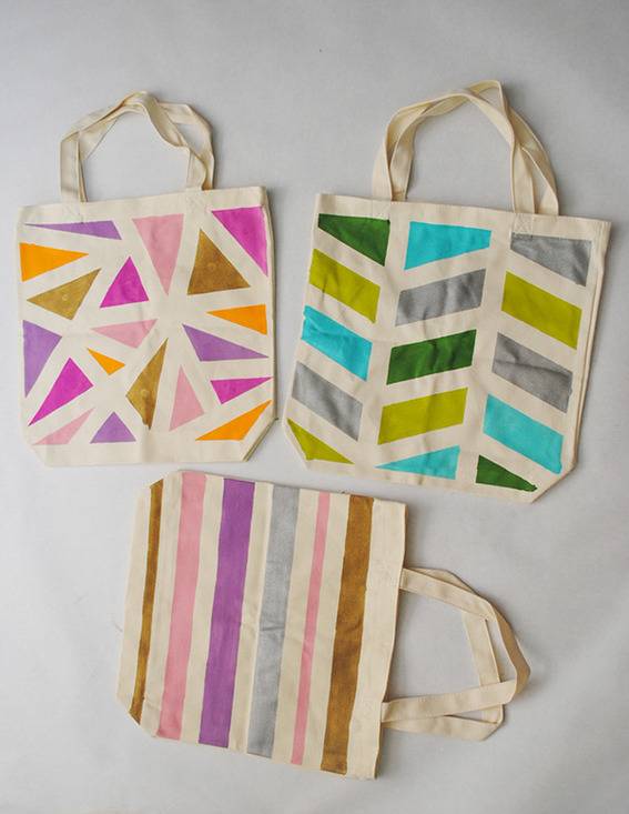 "Bags with colorful paints."