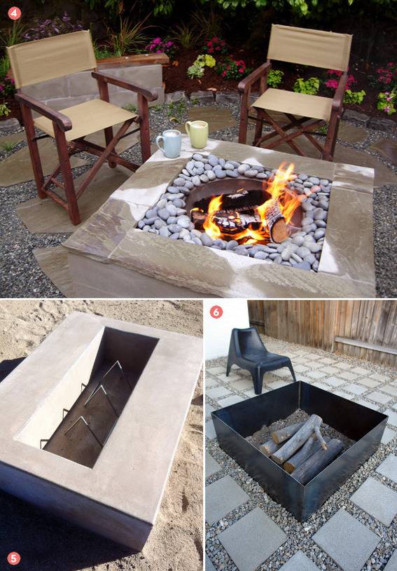 Concrete firepits in the patio