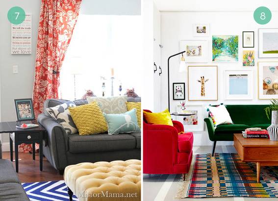 10 Bright & Lively Living Rooms