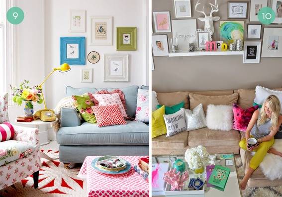10 Bright & Lively Living Rooms