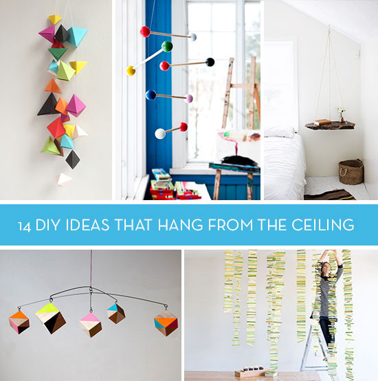 Creative and colorful art projects that can be hung from the ceiling are displayed.