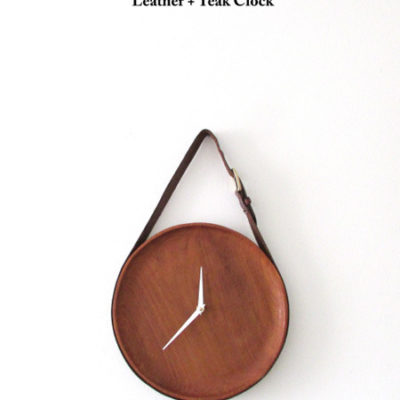 Leather & Teak Clock