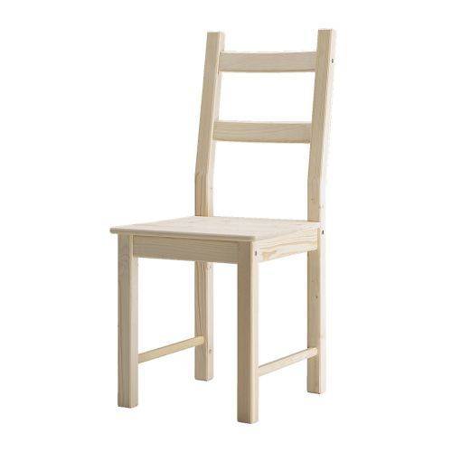 A light brown wooden chair has square edges.