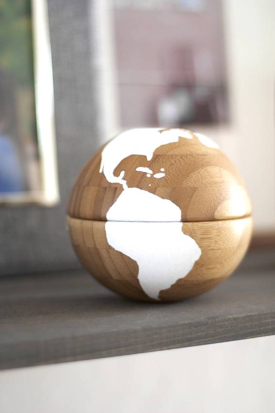 "Two Wooden Bowls are used to make a Globe"