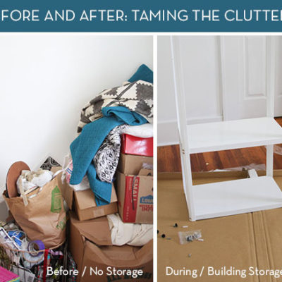 A collage shows two different rooms, one clean and one unorganized.
