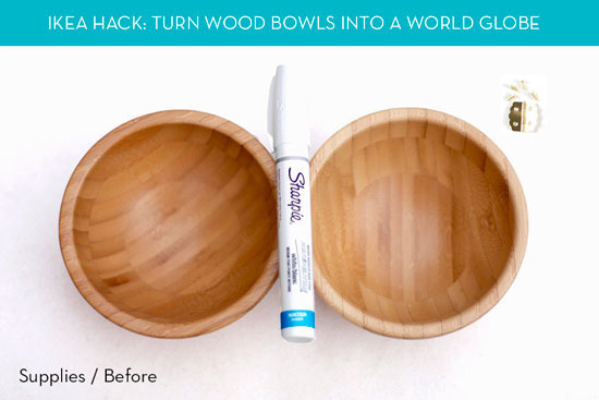 "Wood Serving Bowls with marker pen."