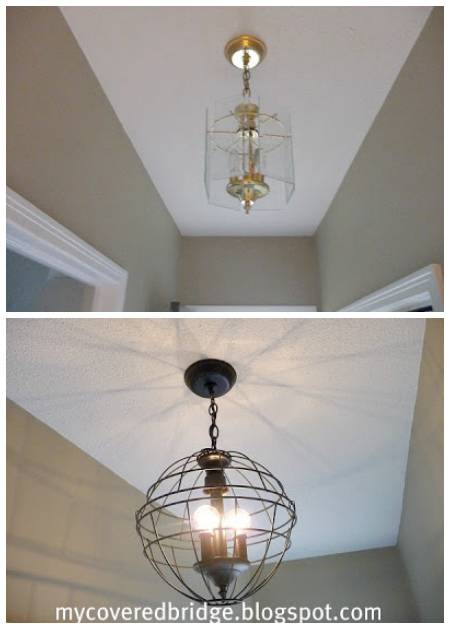 Two different designs of chandeliers, with different lighting organization potential.
