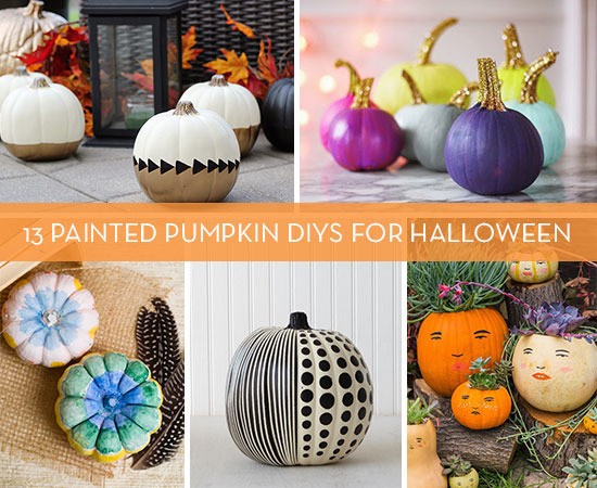 Painted pumpkins with various patterns.