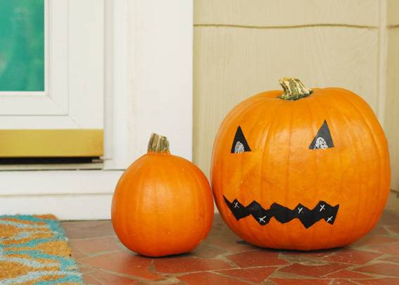Carved pumpkin for Halloween celebration.