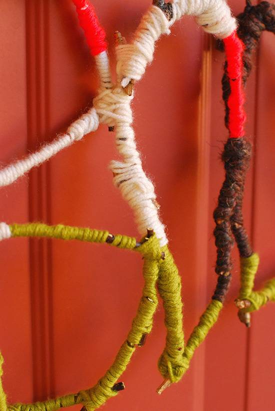 diy yarn-wrapped twigs