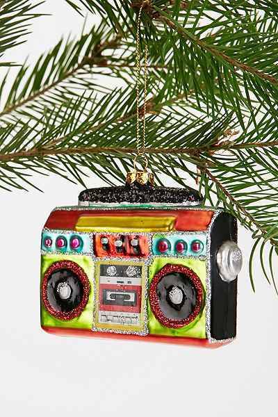 Multi-colored radio ornament for the tree.