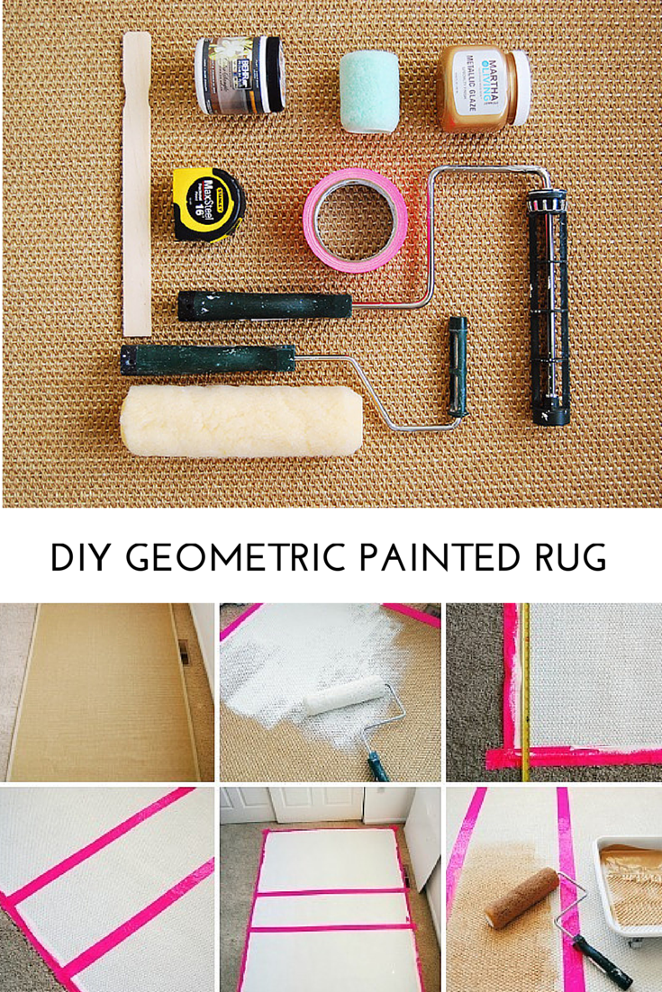 DIY Geometric Painted Woven Rug