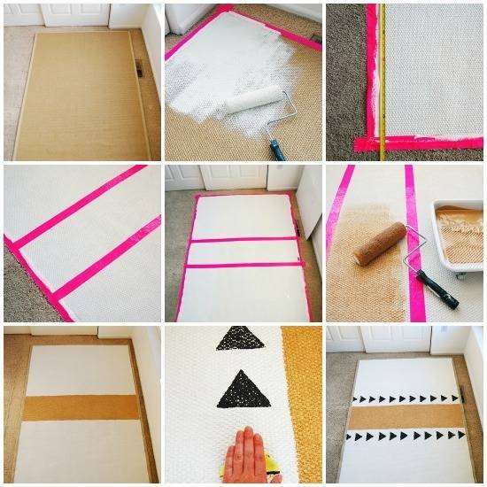 DIy Painted Geometric IKEA Rug