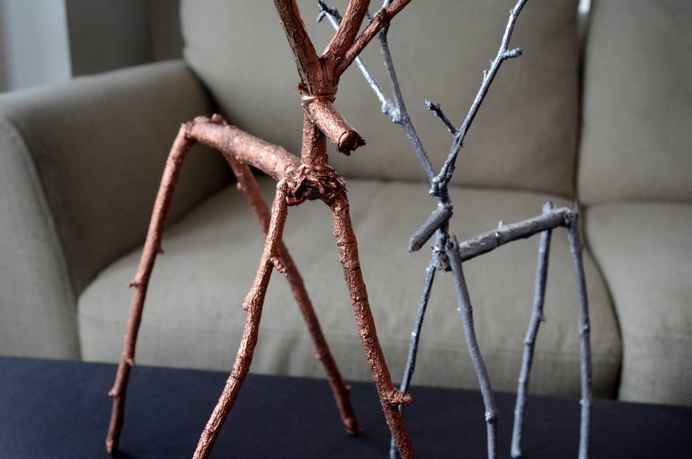 Easy DIY Metallic Twig Reindeer