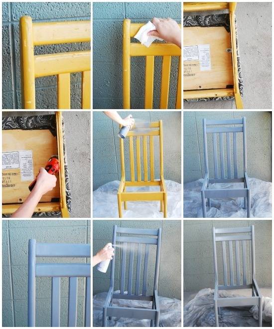 DIY reupholstered dining chairs