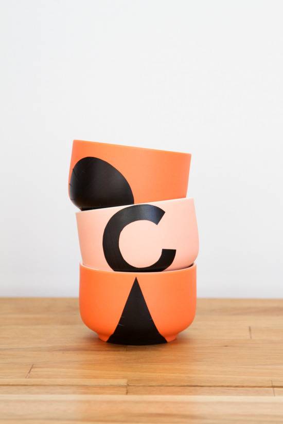 color cups with letters