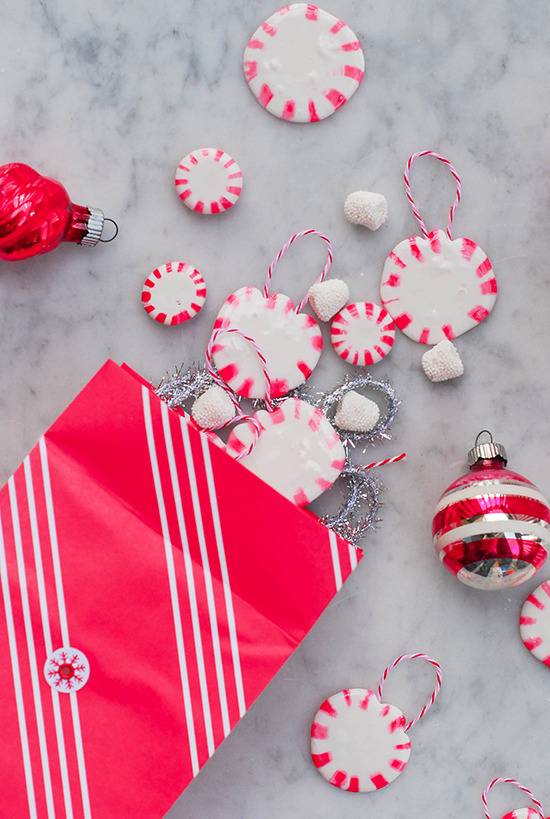 DIY Peppermint Christmas Ornaments
