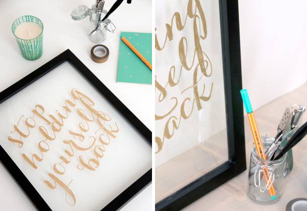 use hand lettering in a frame