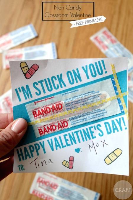"I'm Stuck on You" Valentine with a band-aid.
