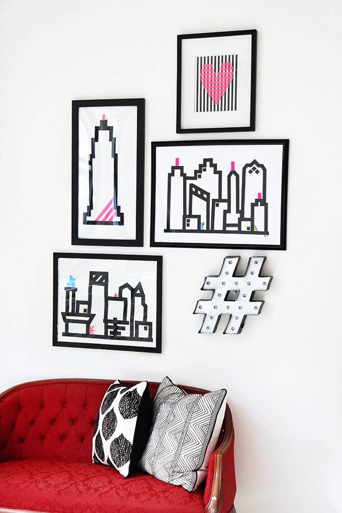 washi tape wall art idea