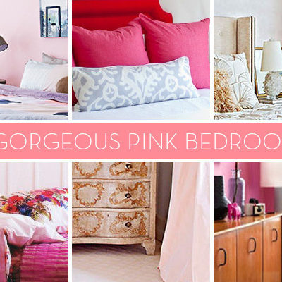 Six pink color bedrooms with pillows, cabinets and wall colors.