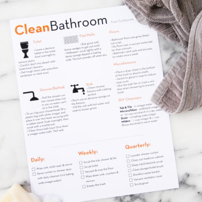 Learn to clean your bathroom more effectively with this FREE downloadable cheat sheet.