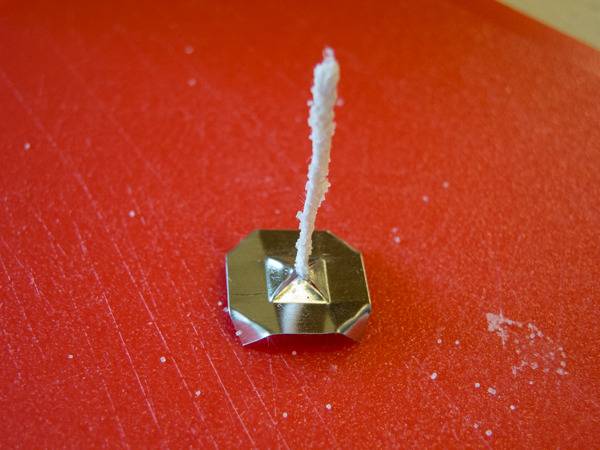 A wick ready to be put into an oil lamp.