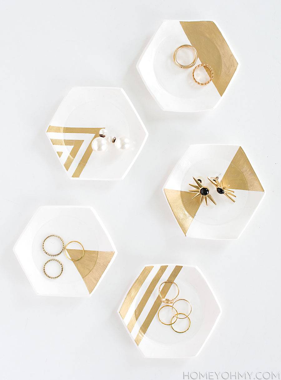 White octagons with brown designs on them.
