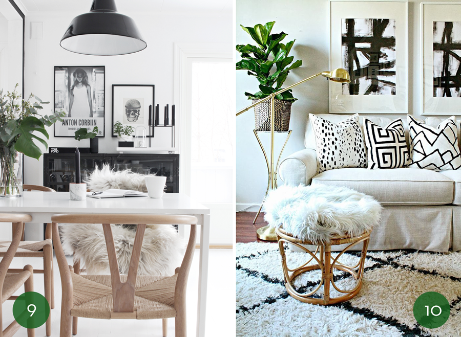 Gorgeous black and white rooms.