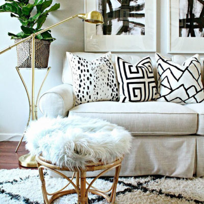 Beautiful black and white living room.