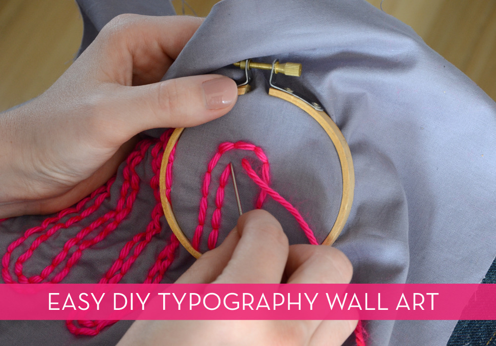 DIY Typography Wall Art Using Fabric and Yarn Scraps