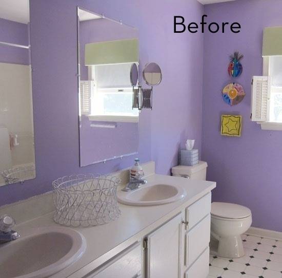 Counter top with double sinks and double mirrors near a toilet in a bathroom.