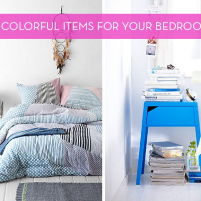 A split screen bedroom has a blue color scheme.