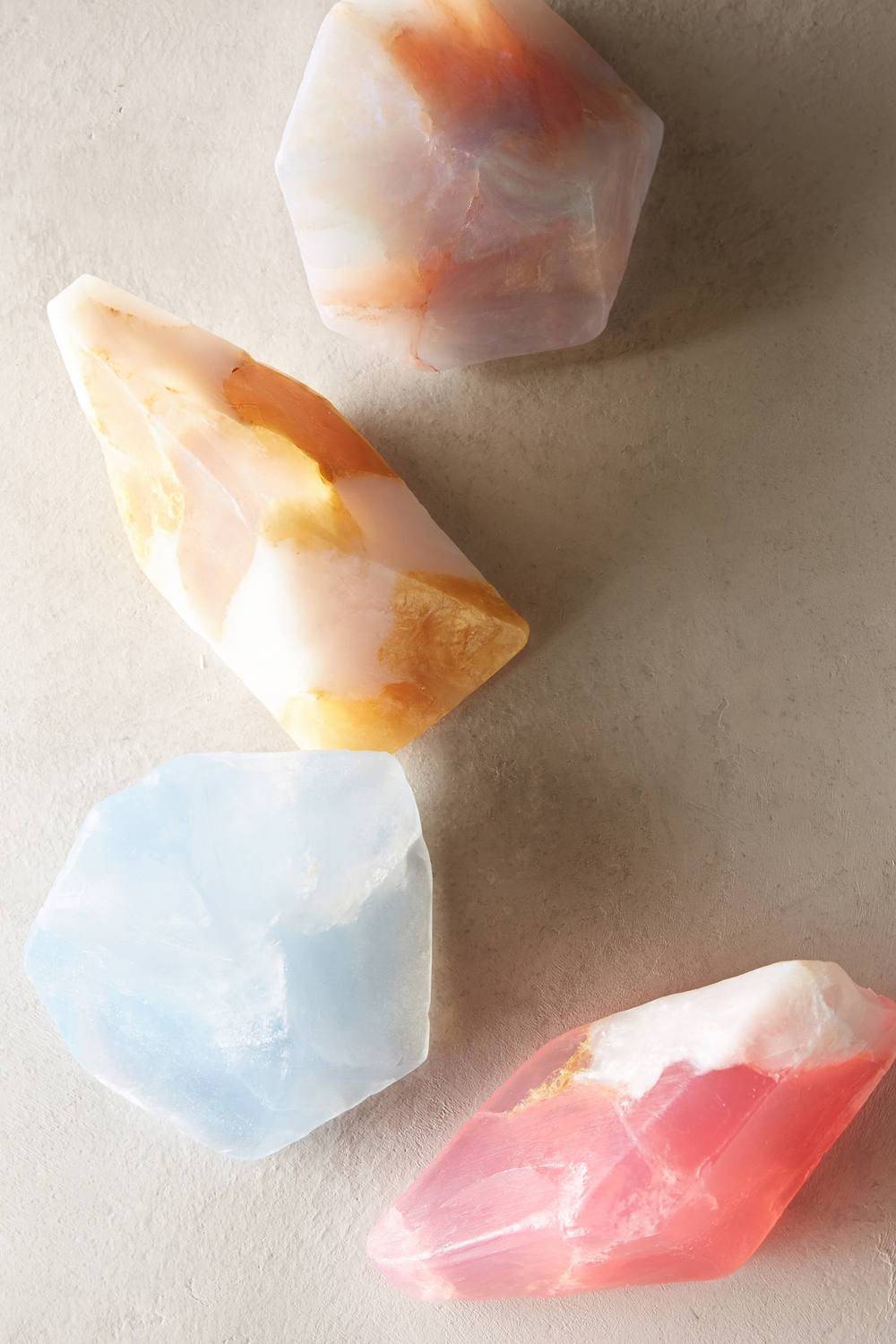 Different color rocks shaped as diamond