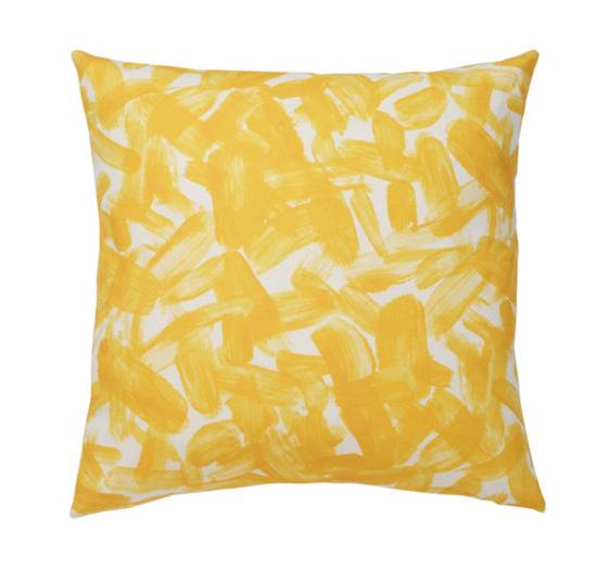 An abstract pattern yellow and white throw pillow