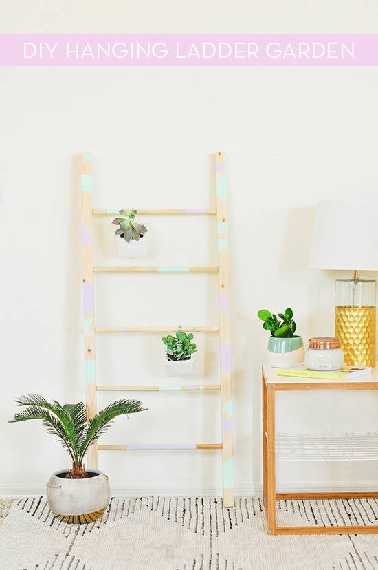 How To: DIY Ladder Garden With Hanging Succulents 