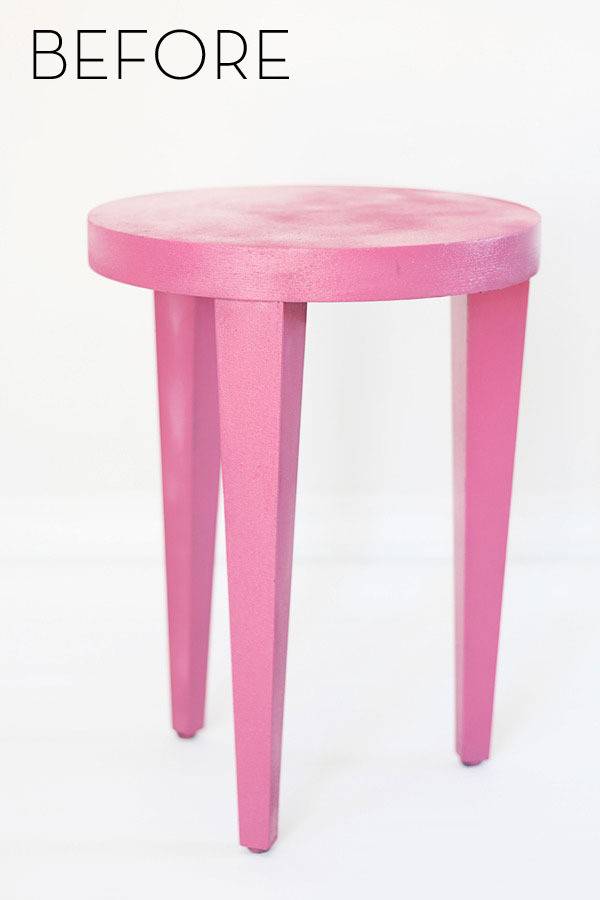 A pink painted stool