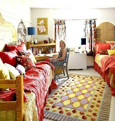A cool, cute dorm room after decorating.