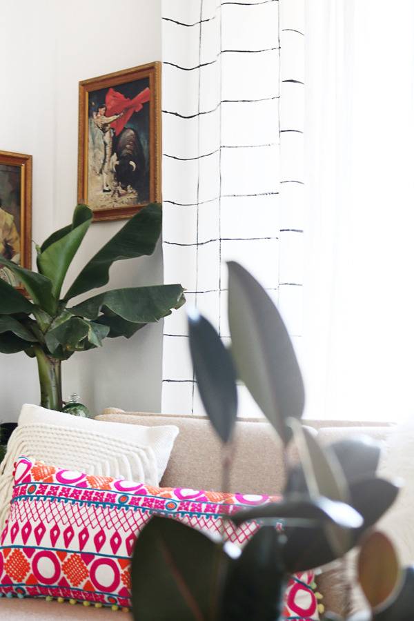 DIY Painted Grid Curtains | Hello Lidy for Curbly