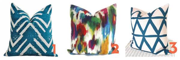 Colorful square shaped pillows.
