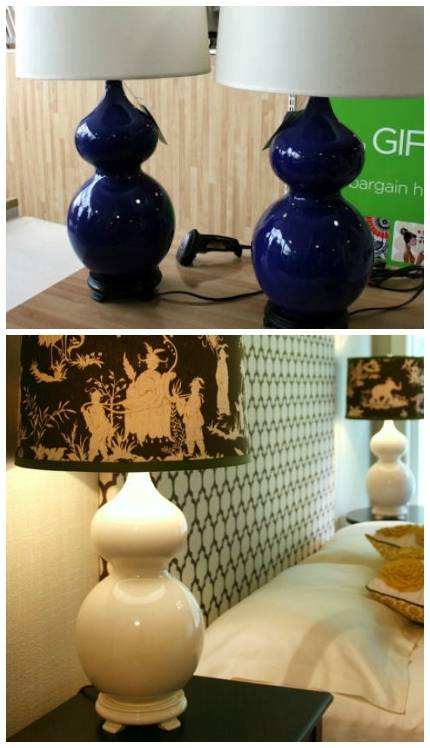 Spraypainted lamps in rooms.