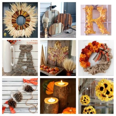 Crafty decoration items with orange and yellow fall colors as their theme.