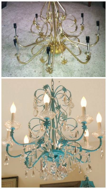 A chandelier comes alive with spray paint.