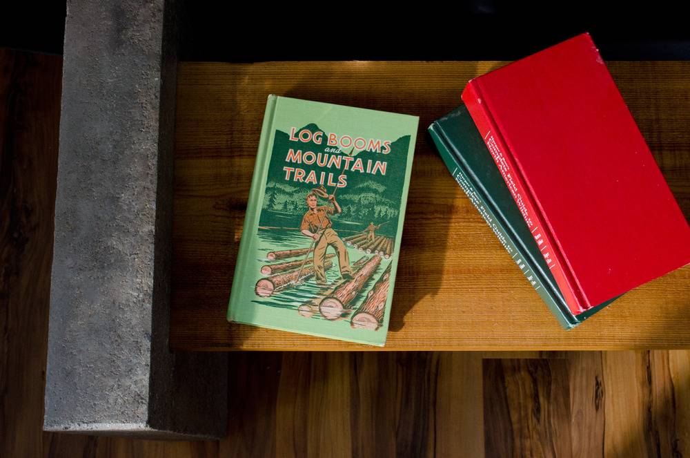 Concrete and cedar bench close up