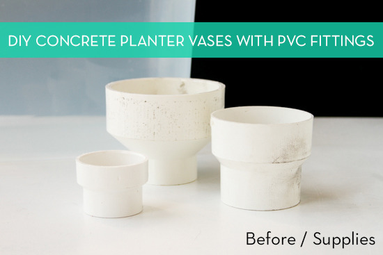 White concrete planter vases laying next to each other.