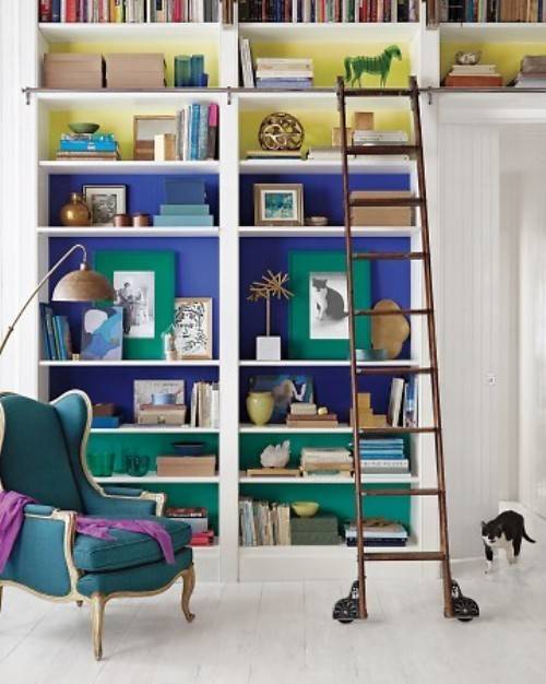 Attractive shelf organized with proper items.