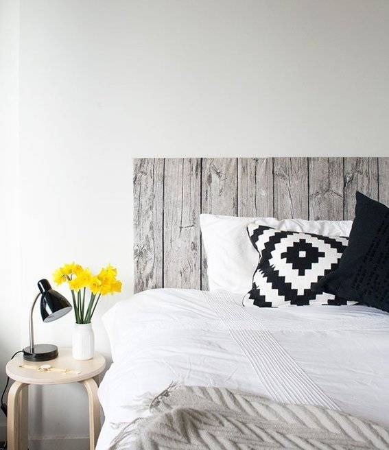 9 Ways to DIY High-End Finishes: Fabric wood bed head DIY