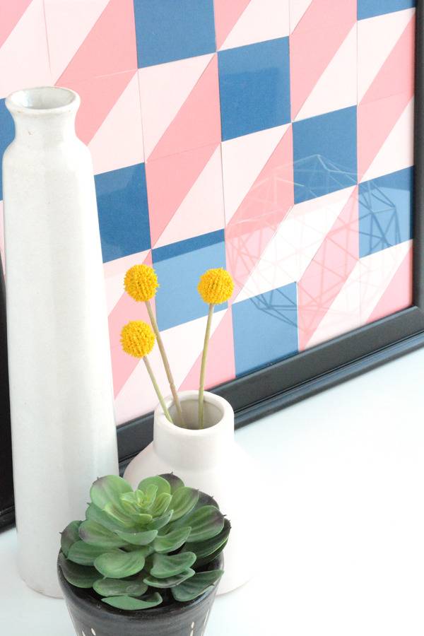 Art paper frame along with planted pot.