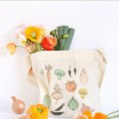 Vegetable print tote bag